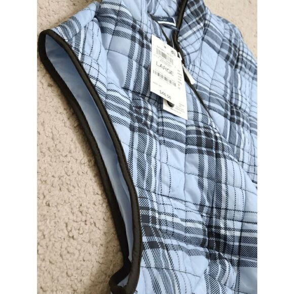 💙 NWT KAREN SCOTT Plaid Puffer Quilted Lightweight Vest SIZE L MSRP $47 - Picture 5 of 13